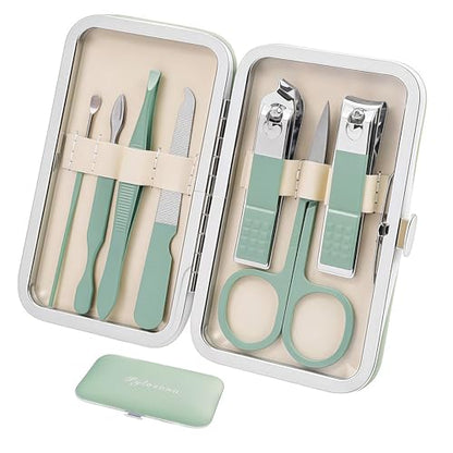 Manicure Set,Nail Clipper Set Personal Care Manicure Pedicure Set Portable Travel Grooming Kit for Women Men Family Friends Wife (Green) (Green) - color: Green