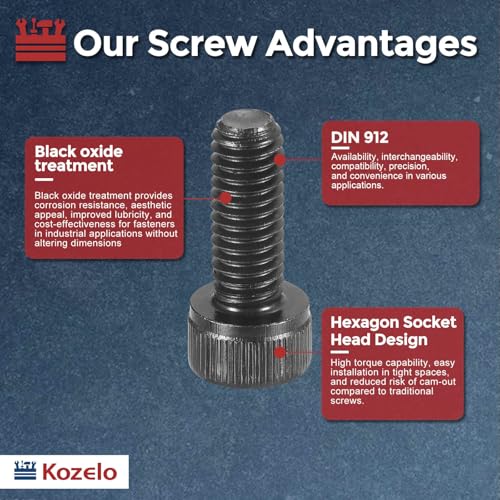 25pcs Socket Head Cap Screws - [M6-1 x 16mm] Alloy Steel Black Oxide Grade 12.9 Internal Hex Screw for 3D Printer Furniture Industrial Use, Black - size: M6-1x16mm