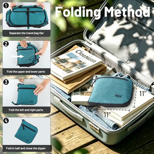 MIER Packable Travel Duffle Bag with Shoe Compartment, 80L, Teal | Foldable Weekender Duffel; Multi-Pockets; Adjustable Shoulder Strap; Luggage Sleeve; Travel, Sports, Camping, Gym - color: Teal, size: 80L