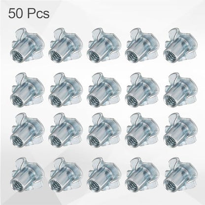 HARFINGTON 5/16x14mm T-Nuts 4 Pronged Tee Nut 0.83" x 0.55" Fully Thread Carbon Steel Inserts for Wood, Rock Climbing Holds, Cabinetry, Furniture 50pcs - size: 5/16" x 0.55" x 0.83" x 0.55"