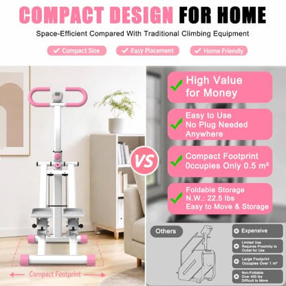 Stair Stepper for Home-Upgrade Vertical Climber Workout Machine for Full-Body Exercise Climber Fitness Equipment with Stable Frame Adjustable Handlebar