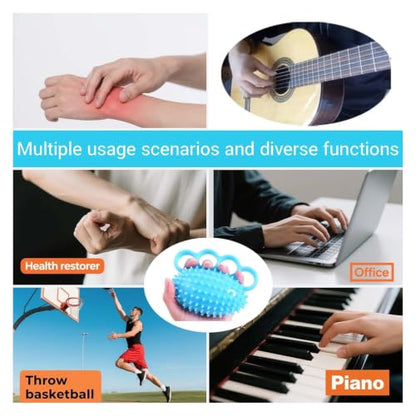 Finger Exerciser Hand Squeeze Ball for Adults, Hand Grip Strength Trainer with Nail Clippers, Pain Relief & Improve Flexibility, Hand Exercisers for Rehab, Arthritis, Carpal Tunnel