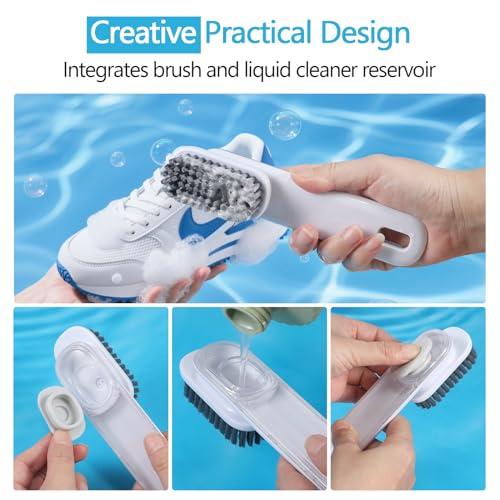 Shoe Brush, Liquid Dispenser Shoe Cleaning Brush, Laundry Brush for Stains on Clothes, Sneaker Cleaner Brush for Leather, Canvas, Knit, Multi-Purpose Cleaning Brush for Household & Outdoor