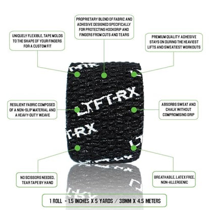 Weightlifting Hook Grip Tape w/Premium Adhesive for Olympic Weight Lift, Cross Fitness, Lifting, Stretch Athletic Finger Wrap, Protects Thumb Fingers Hand, Enhances Grip - color: Black 1.5-inch, size: 3 ROLL