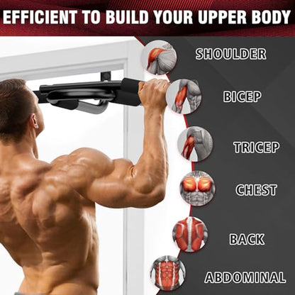 TOPOKO Pull Up Bar for Doorway, Heavy Duty Chin Up Station for Home Gym, Multi-Grip or Adjustable Door Frame Exercise Equipment for Upper Body Strength Training
