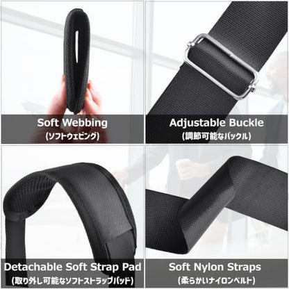 Azarxis Wide Replacement Shoulder Strap Adjustable Crossbody Canvas Webbing for Messenger Bag Laptop Computer Bag - color: #2 - Black