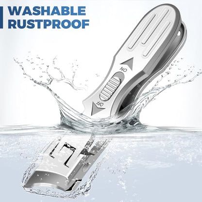 Ingrown Toenail Clippers - Wide Jaw Opening Anti-Splash Slanted Nail Clippers with Catcher, Heavy Duty Ingrown Toenail Clippers Nail Cutters, Ultra Sharp Slanted Nail Clippers with Long Handle - color: Sliver Slanted Nail Clippers