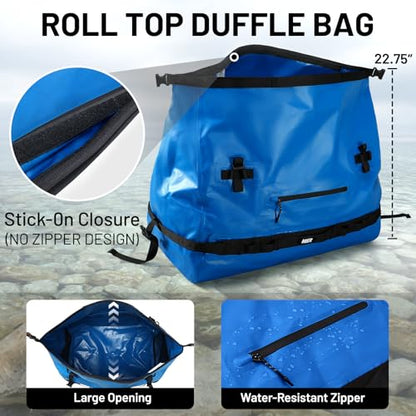 MIER Large Waterproof Duffel Bag - 60L/80L Dry Bag Backpack | Detachable Backpack Straps; Multi-Pockets; Roll-Top with Hook-and-Loop Closure; Motorcycle, Kayaking, Gym, Beach, Boating - color: Dark Blue, size: 80L