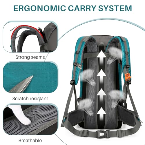 OKYUK 70L Hiking Backpack, Camping Hiking Back Pack, Water Resistant Lightweight Mountain Climbing Bag, Outdoor Camping Sport Daypack with Rain Cover, for Travel, Touring, Cycling (Green, 70L) - color: Green
