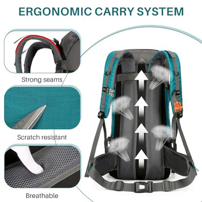 OKYUK 70L Hiking Backpack, Camping Hiking Back Pack, Water Resistant Lightweight Mountain Climbing Bag, Outdoor Camping Sport Daypack with Rain Cover, for Travel, Touring, Cycling (Green, 70L) - color: Green