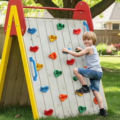 TOPNEW 20PCS Rock Climbing Holds with 2 Safety Handles, Non-Slip Kids Climbing Grips, Indoor Outdoor Climbing Wall Kit with Complete Mounting Hardware, Ideal Gift for Playground & Home - style: 20 PCS Holds+Safety Handles