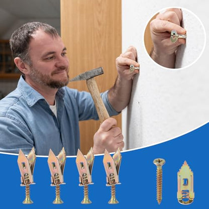 101pcs Drywall Self Drilling Anchors Kit, Manganese Steel Plasterboard Anchors with Screws and PH2 Blue Bit Wall Fixings Plugs for Cabinets TV Shelves Curtains Bicycles (No Drill Needed)