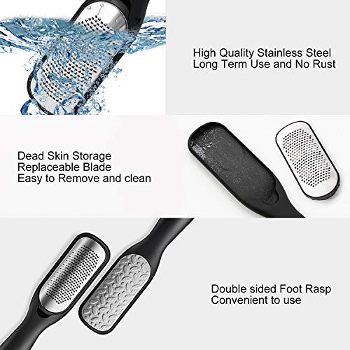 Foot File Callus Remover,Colossal Foot Rasp and Professional Foot Scrubber Pedicure Kit to Remove Hard Skin for Wet and Dry Feet,Surgical Grade Stainless Steel File (black and silvery)