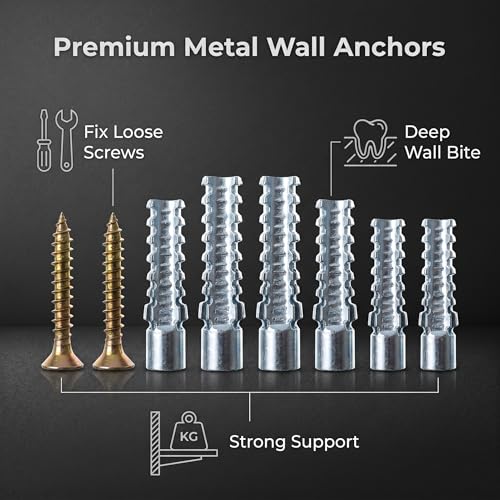 60 Pack Hollow Wall Anchor with Screws,Loose Hinge Hole Repair Kit for Wall | 3/8 inch Metal Expansion Bolt for Drywall,Concrete wall anchors are suitable for bathrooms,kitchens,living rooms and garages - size: 3/8 inch
