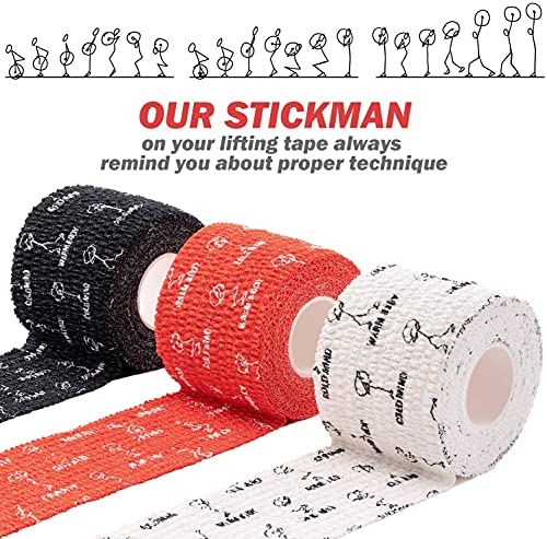 WARM BODY COLD MIND 1.85" Weightlifting Thumb Tape - Hook Grip Tape for Powerlifting, Cross Training, Gym Tape, Workout, Weight Lifting Tape, Athletic Finger Wrap (Mix V2 3 Rolls) - color: 3 Rolls Mix V2