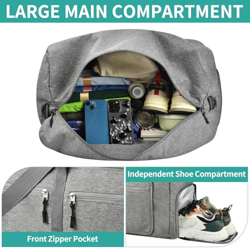 Dimayar 115L Foldable Duffle Bag, Travel & Weekend, Extended Trips | Lightweight, Carry-on, Packable, Waterproof & Tear Resistant, Travel Duffel Bag with Shoes Compartment for Men Women - color: Grey, size: 115L