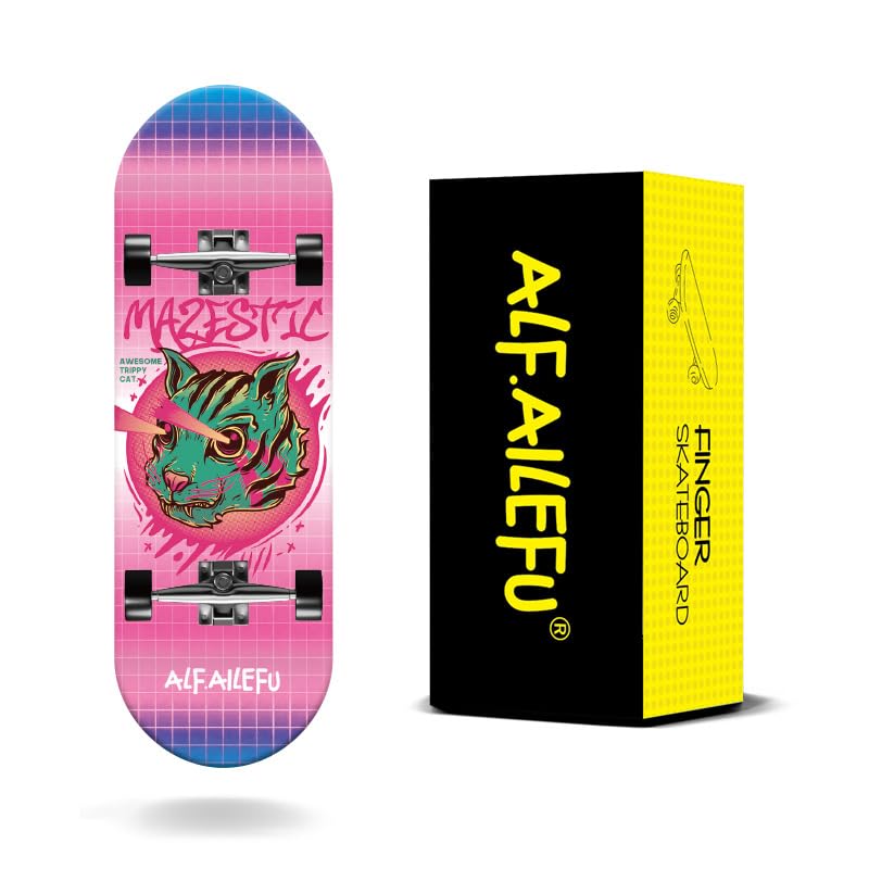 32mm Professional Fingerboard Complete Set, 5-Layer Maple Wood Deck with Metal Trucks, Bearing Wheels and Grip Tape (A6210) - style: A6210