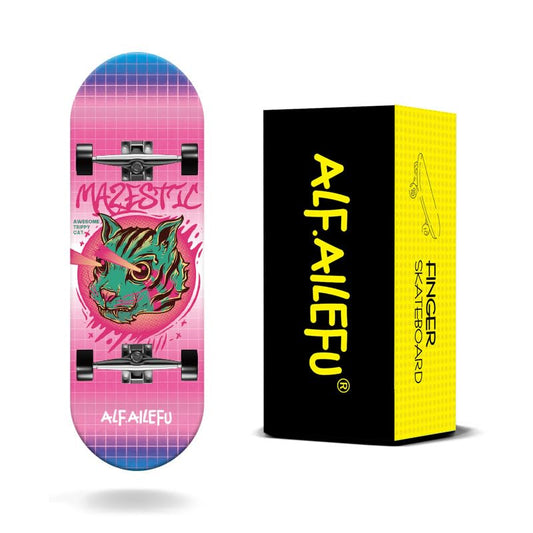32mm Professional Fingerboard Complete Set, 5-Layer Maple Wood Deck with Metal Trucks, Bearing Wheels and Grip Tape (A6210) - style: A6210