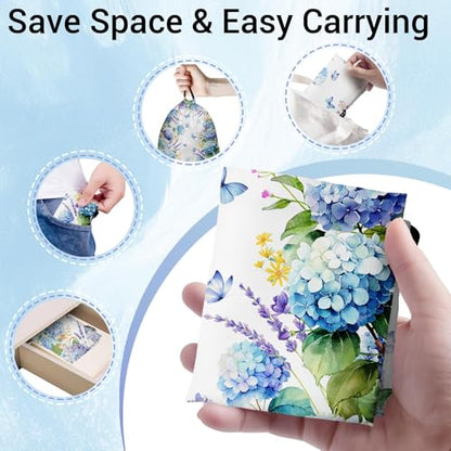 Gymnastics Grip Bag Lightweight Small Drawstring Grip Bags for Gymnasts - color: Hydrangeas Butterflies Blue