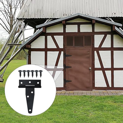 4 PCS 3 Inch T Strap Hinges Heavy Duty, Shed Door Gate Hinges(Black) | 3 inch t hinges Heavy Duty Black Outdoor Tee Hinge for Wooden Fences, Barn Door Gates Hinge for Shed Door Hardware - size: 3 Inch
