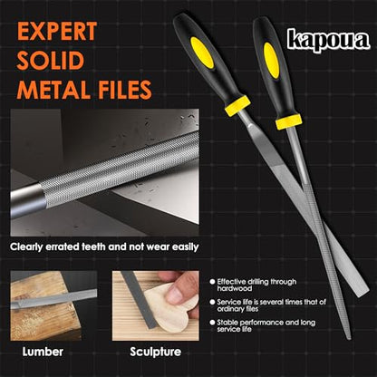 6-Piece Metal Needle File Set - Hardened Alloy Steel Includes Flat, Warding, Square, Triangular, Round, and Half-Round Files - color: Black-6pcs