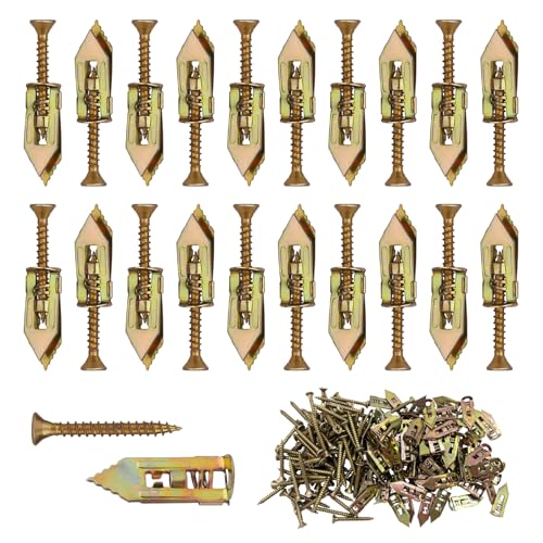 DFD 200 PCS Self Drilling Drywall Anchors 2025 Upgraded Zinc Plated Steel Wall Anchors Easy Application no Drill or Holes in Wall (100 PCS zinc Screw and 100 PCS Steel Anchors 0.47X1.18in)