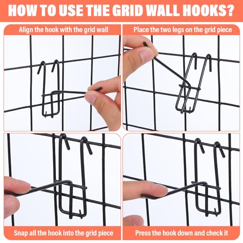 100PCS Grid Wall Hooks, 4 Inch Heavy Duty Gridwall Panel Hooks, Hanging Board Pegs Wall Display Hook for Retail Craft Show Home Setup Custom, Black Wire Shelf Hook Accessories Room Organization