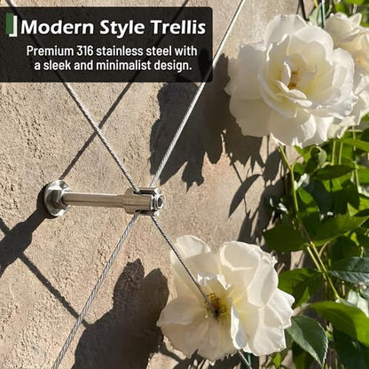 Wire Trellis Kit, 20-Set 5/64” Crosshead with Cutter & 98ft Cable | T316 Marine Grade Stainless Steel, Wall-Mounted Cable Trellis for Climbing Plants Outdoor, Garden Fence Espalier System - size: 20 Sets