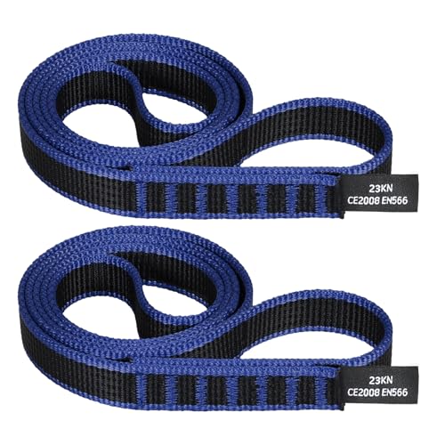 18mm Nylon Climbing Sling Runner 23KN CE2008/EN566 Certified - Webbing Straps for Outdoor Rock Climbing, Rappelling, Swing, Yoga Hammock etc - color: Light blue, size: 60cm/ 24inch |Pack of 2
