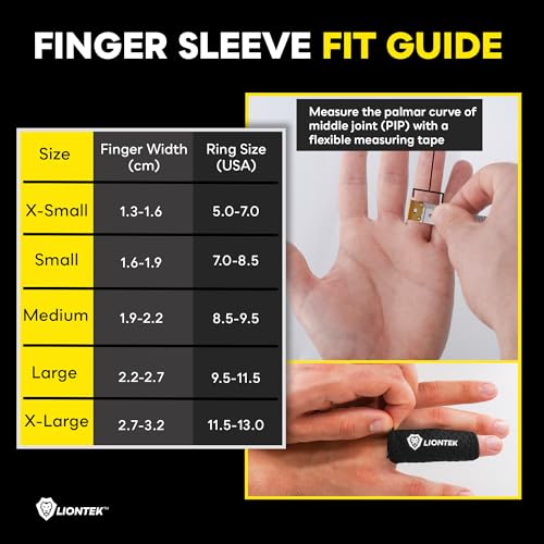 LIONTEK Single Flow Finger Sleeve V3 Pair — Joint Support & Compression for Activity, BJJ, Fitness, Volleyball, Basketball, and More (Large) - size: Large