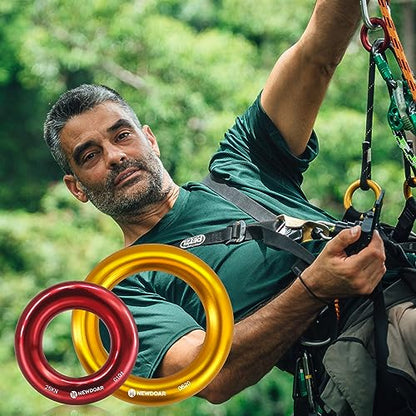 NewDoar Rappel Ring 25kN Gold Large O-Ring Rope Connector for Rock Climbing Arborist Rescue Hammock and Slackline - color: Gold Large 2pcs