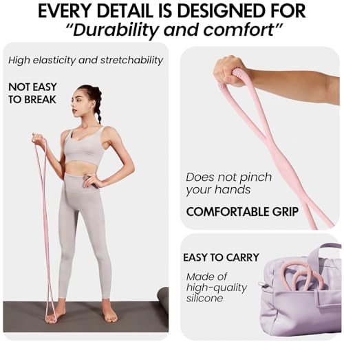 Figure 8 Resistance Band, Figure 8 Resistance Bands for Women Men,Resistance Band Figure for Working Out, Non-Slip Handles, Home Gym, Yoga & Physical Therapy - color: 15lb Pink + 25lb Blue