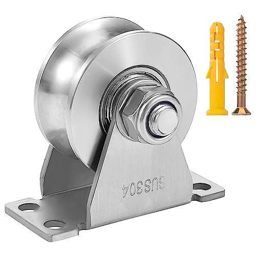 U Type Pulley Wheel Stainless Steel Pulley Block for DIY Gym Equipment,Super Silent Single Pulley Wheel Sliding Gate Detachable Duplex Bearing with Mounting Screws and Expansion Pipes(1 Pack) - size: 1 Pack U Type