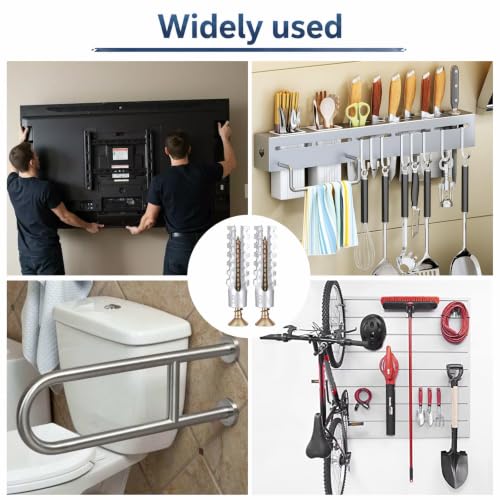 Wall Anchors and Screws Kit, Heavy Duty Concrete Hollow Wall Anchors with Screws, 50 Sets/100 Pieces Expansion Anchorses for Drywall Brick Wood Mounting, Door Hinge Hole Repair