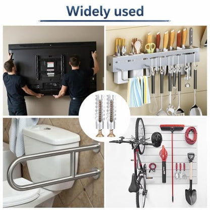 Wall Anchors and Screws Kit, Heavy Duty Concrete Hollow Wall Anchors with Screws, 50 Sets/100 Pieces Expansion Anchorses for Drywall Brick Wood Mounting, Door Hinge Hole Repair