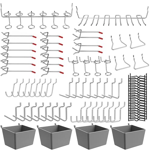 120-Piece Pegboard Hooks Set, Peg Board Organizer Accessories with Bins for Hanging Various Tools in Garage, Kitchen, Craft Room