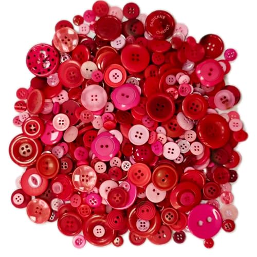 500-700Pcs Red Buttons Assorted Sizes & Shapes for Craft 60" Ruler | 60” measuring tape - color: Red