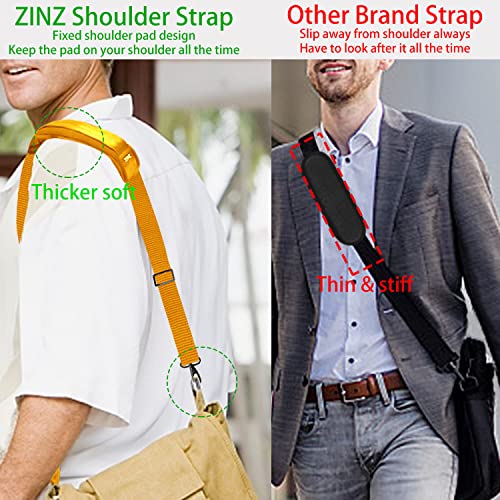 ZINZ Shoulder Strap 58" Ultra-Thick Fixed Padded and Adjustable Buckles Crossbody Strap for Briefcase Laptop Bag Luggage - color: Yellow