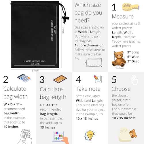 PALTERWEAR Drawstring Bag with Toggle - Nylon Cinch and Ditty Pouch - Six Pack (Black, 5 x 7 Inch, Set of 6) - color: Black, size: 5 x 7 Inch