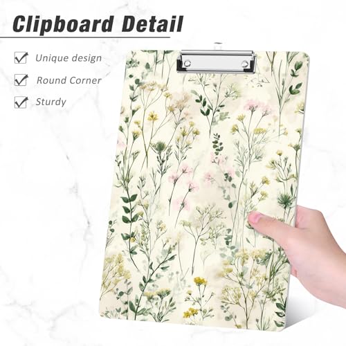 Rimilak Wood Clipboard, 8.5x11 Hardboard Clip Board, Flowers | Fun Design, Cute Custom Pattern, 9 x 12.5 in Letter Size for Classroom, Teachers, Kid, Woman, School & Office Supply - color: Flowers