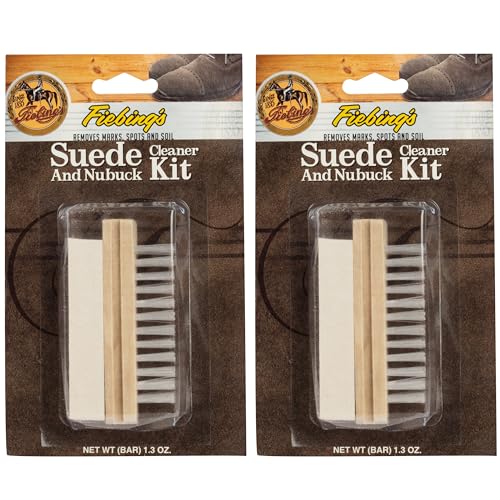Fiebing's Suede Shoe Cleaner Kit (2 Pack) - Includes Nylon Bristle Brush & Dry Cleaning Bar for Suede & Nubuck - Color Safe Stain Eraser Restore Nap Finishes on Suede Shoes, Boots, Jackets, Couch - size: 1 Fl Oz (Pack of 1)