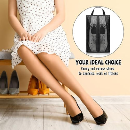 2 Pack Shoe Bags for Travel, Sneaker Bags Packing with Sturdy Zipper Transparent Design Protable Shoes Organizer Bag for Gym Golf Shoe Dust Bag Man and Women Black