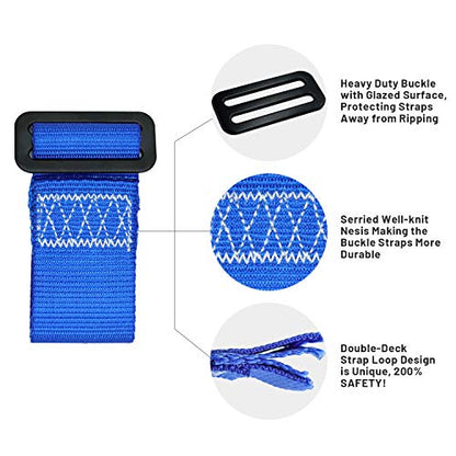 Ninja Slackline Buckle Straps - 8pc Removable Hanging Loops for Ninja Obstacle Course Training, Attaching Ninja Obstacle Accessories - Durable Buckle Straps - Blue Color - style: Buckle Straps
