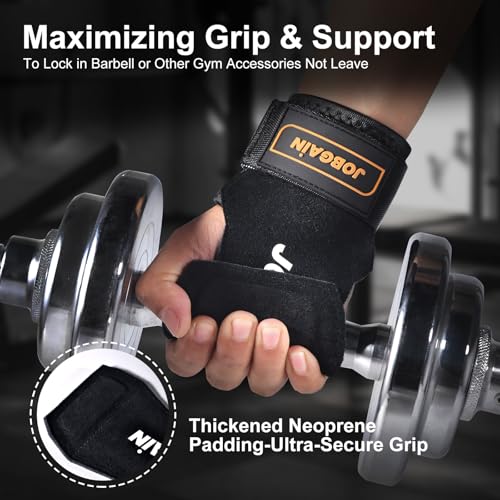 Weight Lifting Wrist Strap for Men & Women, 1 Pair | Double Layer Leather, For Deadlift and Powerlifting, Adjustable Neoprene Padded Wrist Wraps - color: Black