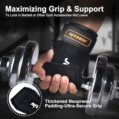 Weight Lifting Wrist Strap for Men & Women, 1 Pair | Double Layer Leather, For Deadlift and Powerlifting, Adjustable Neoprene Padded Wrist Wraps - color: Black