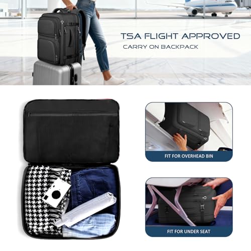 Travel Backpack, Extra Large Travel Backpack, TSA 18.4 inch Laptop Bag Flight Approved, Lightweight Business Luggage Bag, Gifts for Men Women, Black - color: Black, size: 18.4 Inches