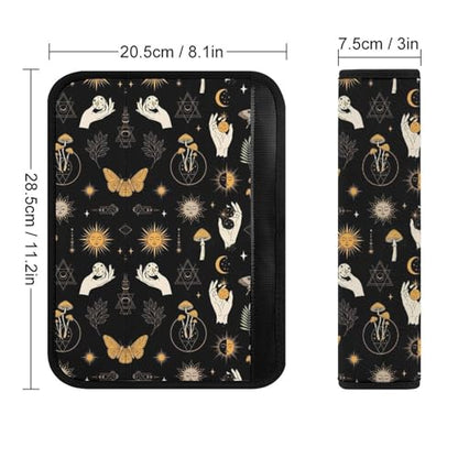 2PCS Breathable Car Seat Belt Pad for Elderly Support, Stroller Pushchair High Chair, Gothic Witch Moth Moon Witchy Mushroom Seat Belt Cushion, Anti-Slip Pad - color: Pattern 1129