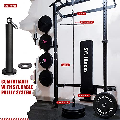 SYL Fitness Loading Pin for 2 inch Olympic Weight Plates with Carabiner, Cable Pulley System Gym Equipment.