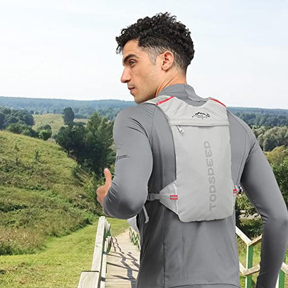 INOXTO Running Hydration Vest Backpack,Lightweight Insulated Pack with 1.5L Water Bladder Bag Daypack for Trail Hiking Running Cycling Race Marathon for Women Men - color: Gray