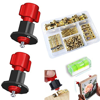 DIKOO Picture Hanging Keyhole Marked Tools and Frame Hanger Hooks Assorted | 248 Pieces Assortment with Picture Hanging , Nails, Single Keyhole Hangers and Sawtooth Hangers for Wall Mounting Supplies